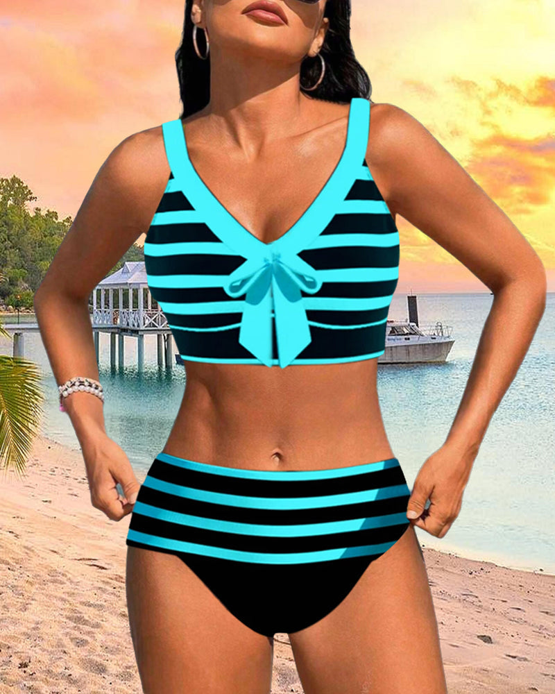 Island Glow | Hauts Rayés de Bikini Taille Haute