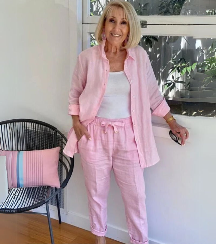 Martina - Ensemble Chemise et Pantalons en Lin et Coton