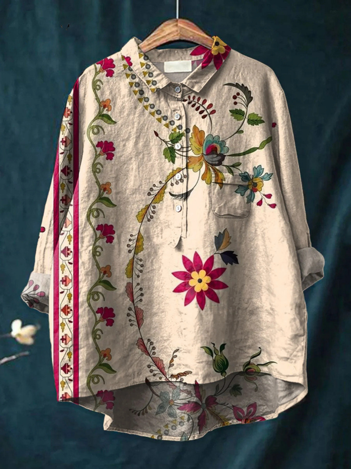 Isla | Chemise décontractée vintage à imprimé floral pour femmes.
