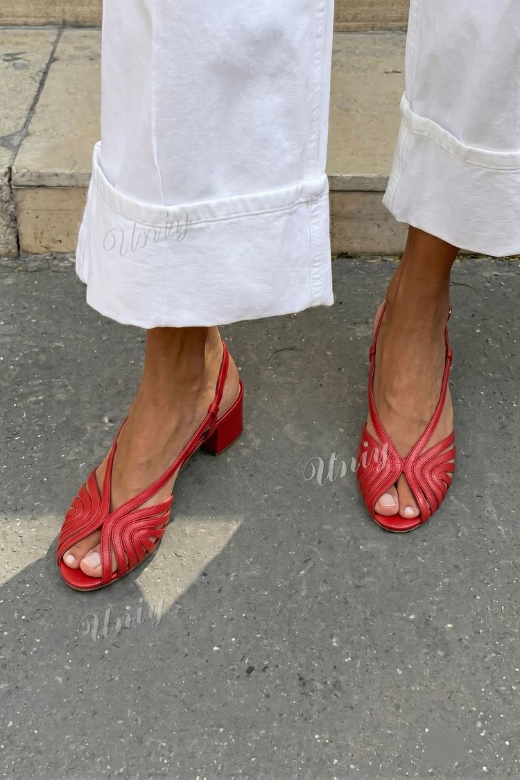 Talons Bloc Slingback Peep Toe Entrelacés Métallisés en Or Rose