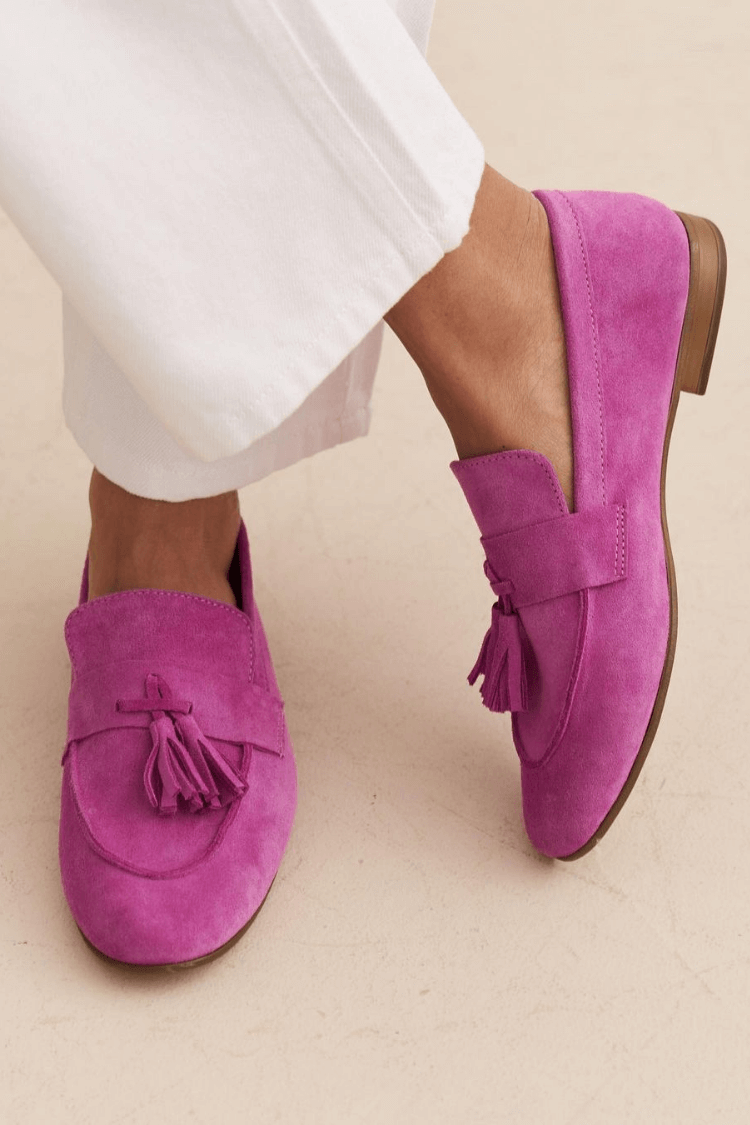 Mocassins en daim magenta