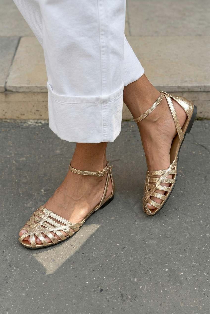 Sandales tressées à bout fermé avec bride de cheville - Précommande