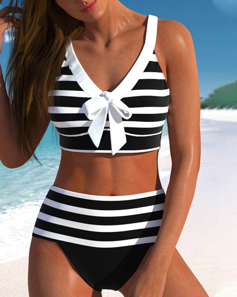 Island Glow | Hauts Rayés de Bikini Taille Haute