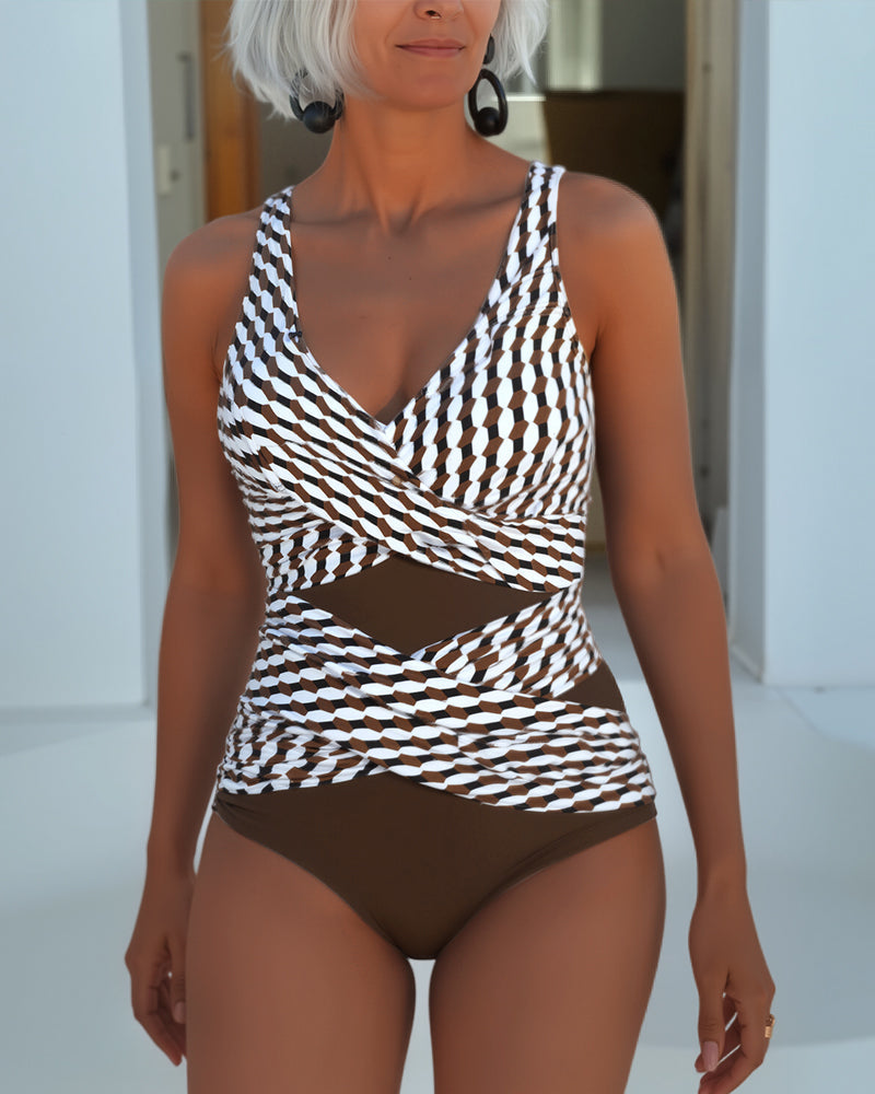 Cacao | Tankini Croisé avec Détail Découpé