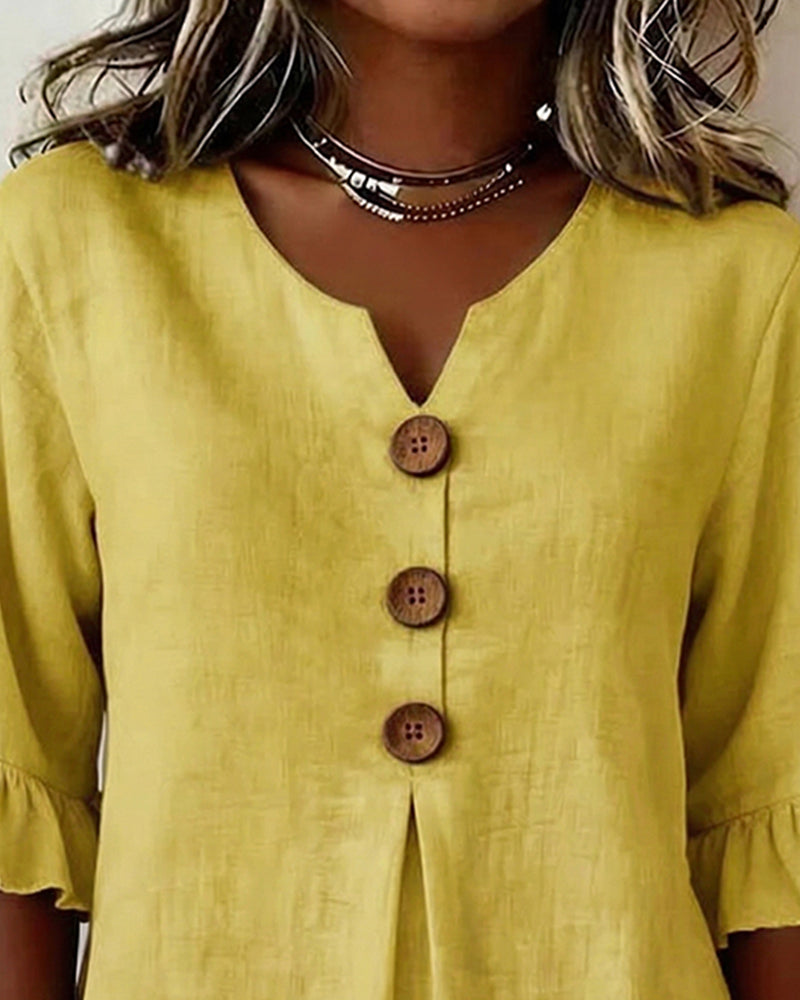 Pauline | Blouse en Coton et Lin à Volants