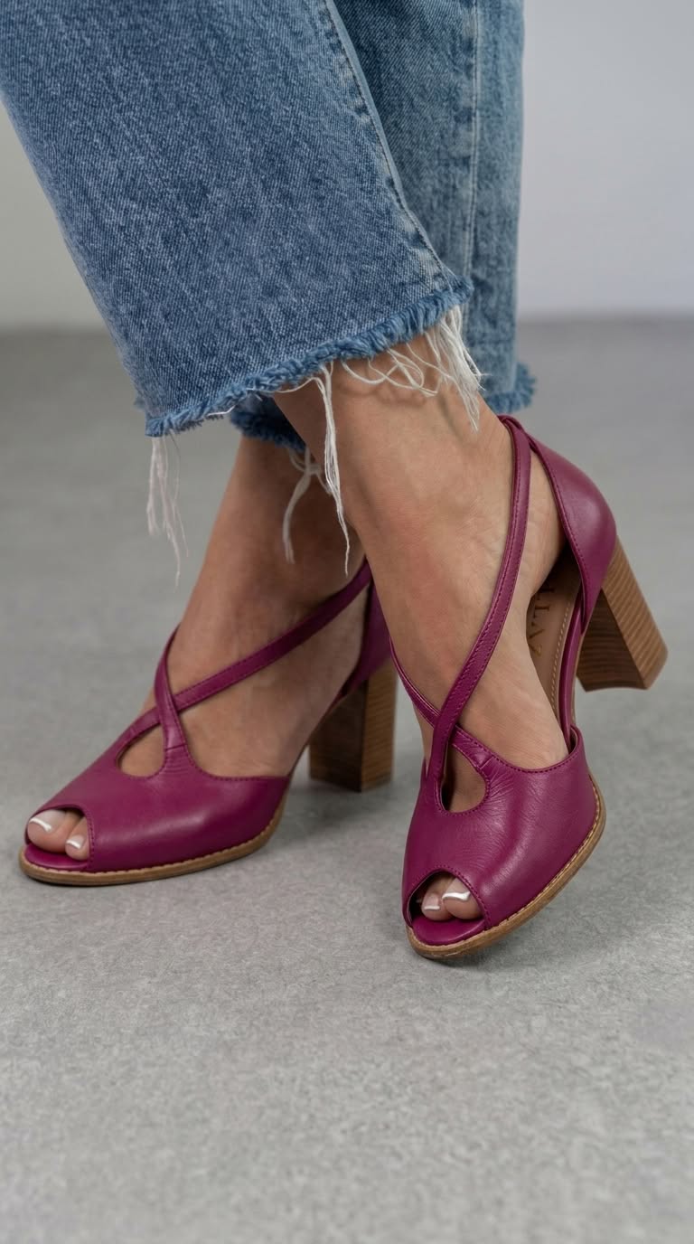 Sandales Chic Rose Poudré et Rose à Bout Ouvert avec Brides Croisées et Talon Bloc