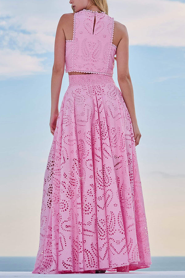Ensemble Larissa™ : Top Brodé et Jupe Maxi Taille Haute