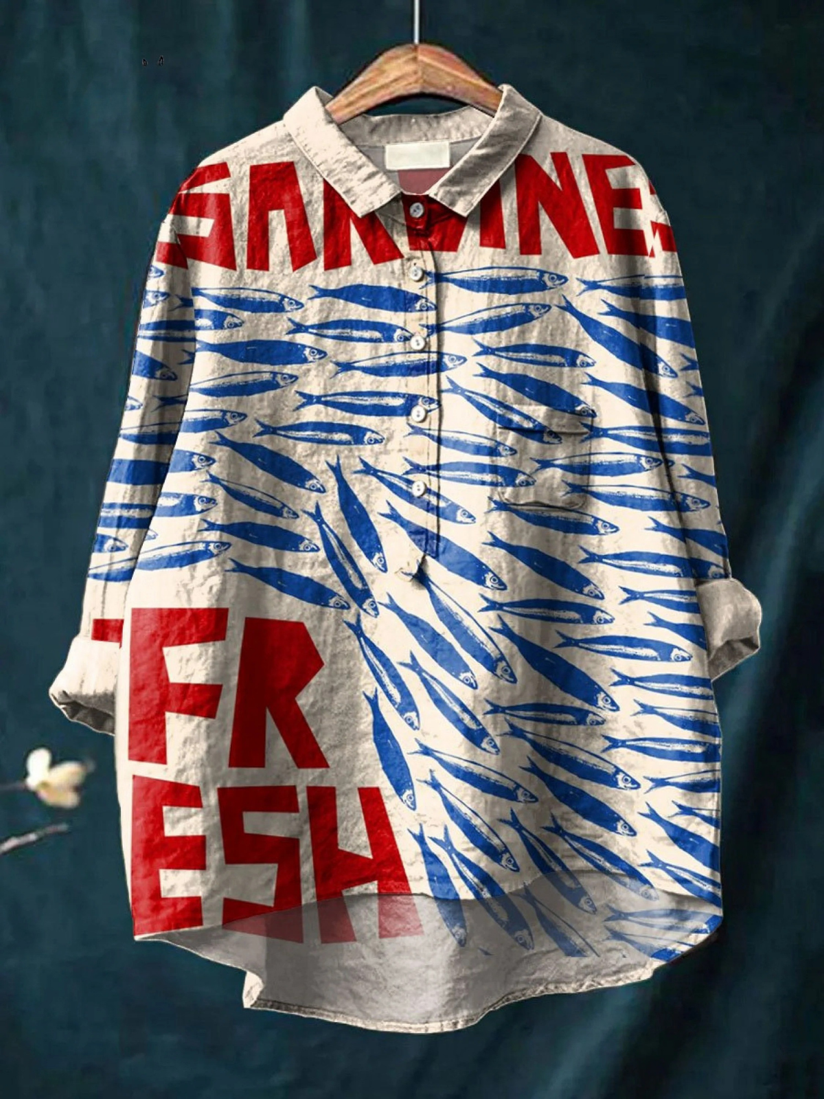 Isabella | Chemise décontractée en imprimé vintage de poisson pour femmes