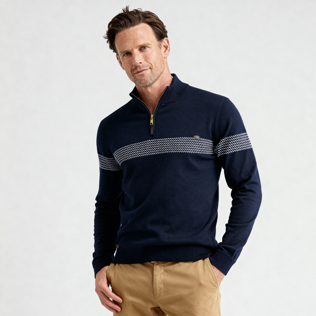Willy | Pull zippé rayé pour homme