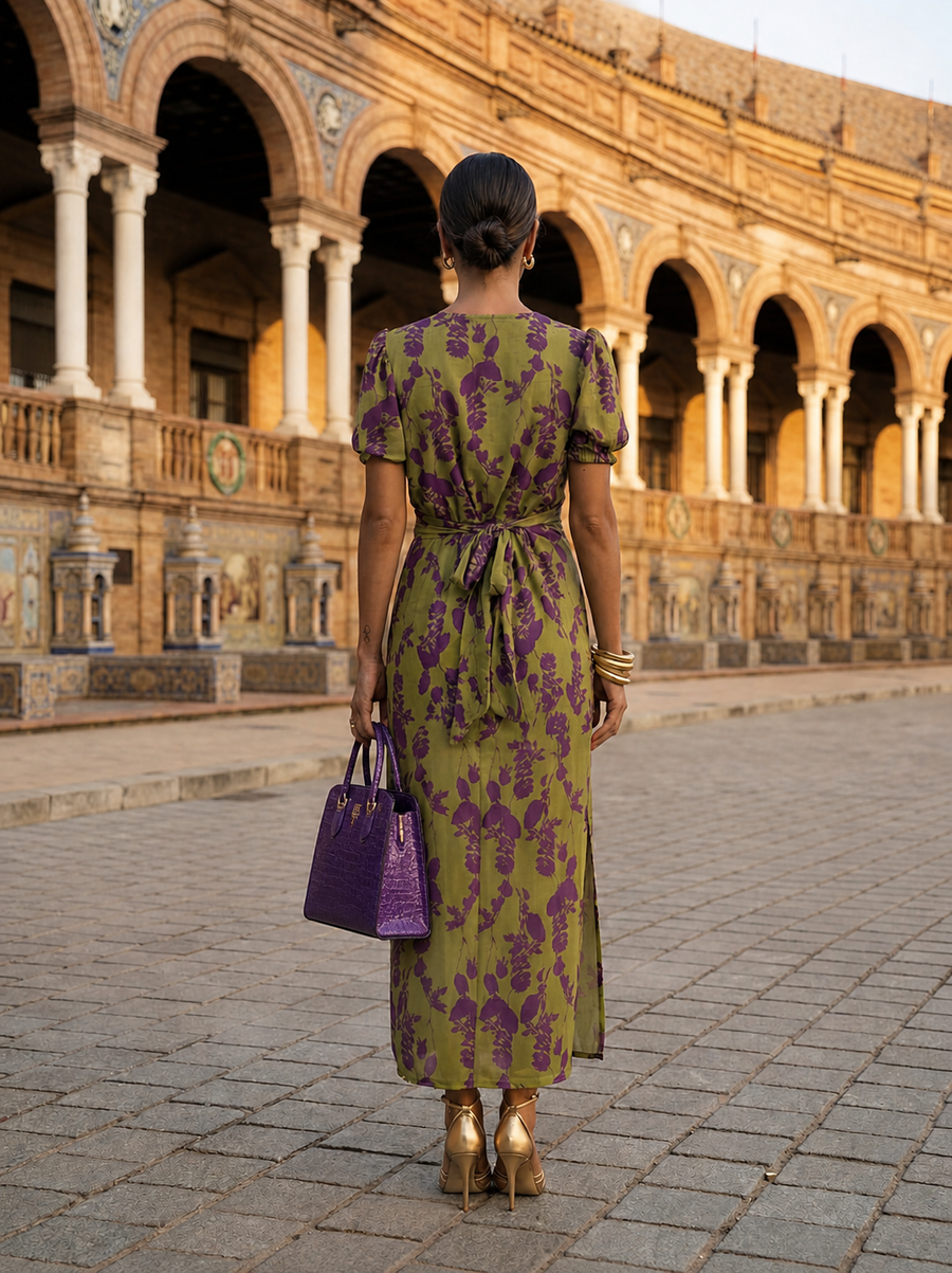 Maxi Robe Fleurie en Tissu Fluide