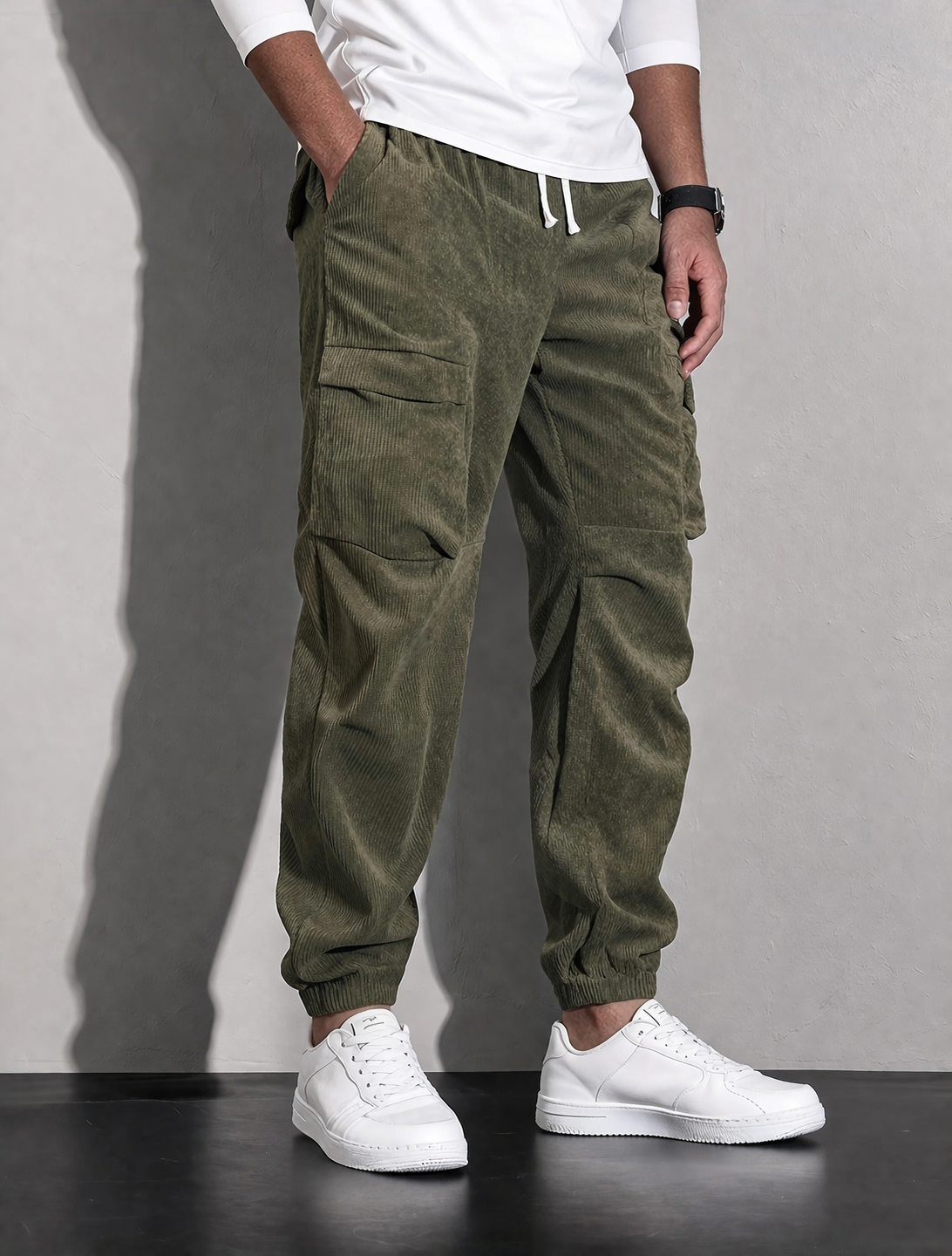 LAURENT MONACO | PANTALONS CARGO EN CORDUROY POUR HOMMES