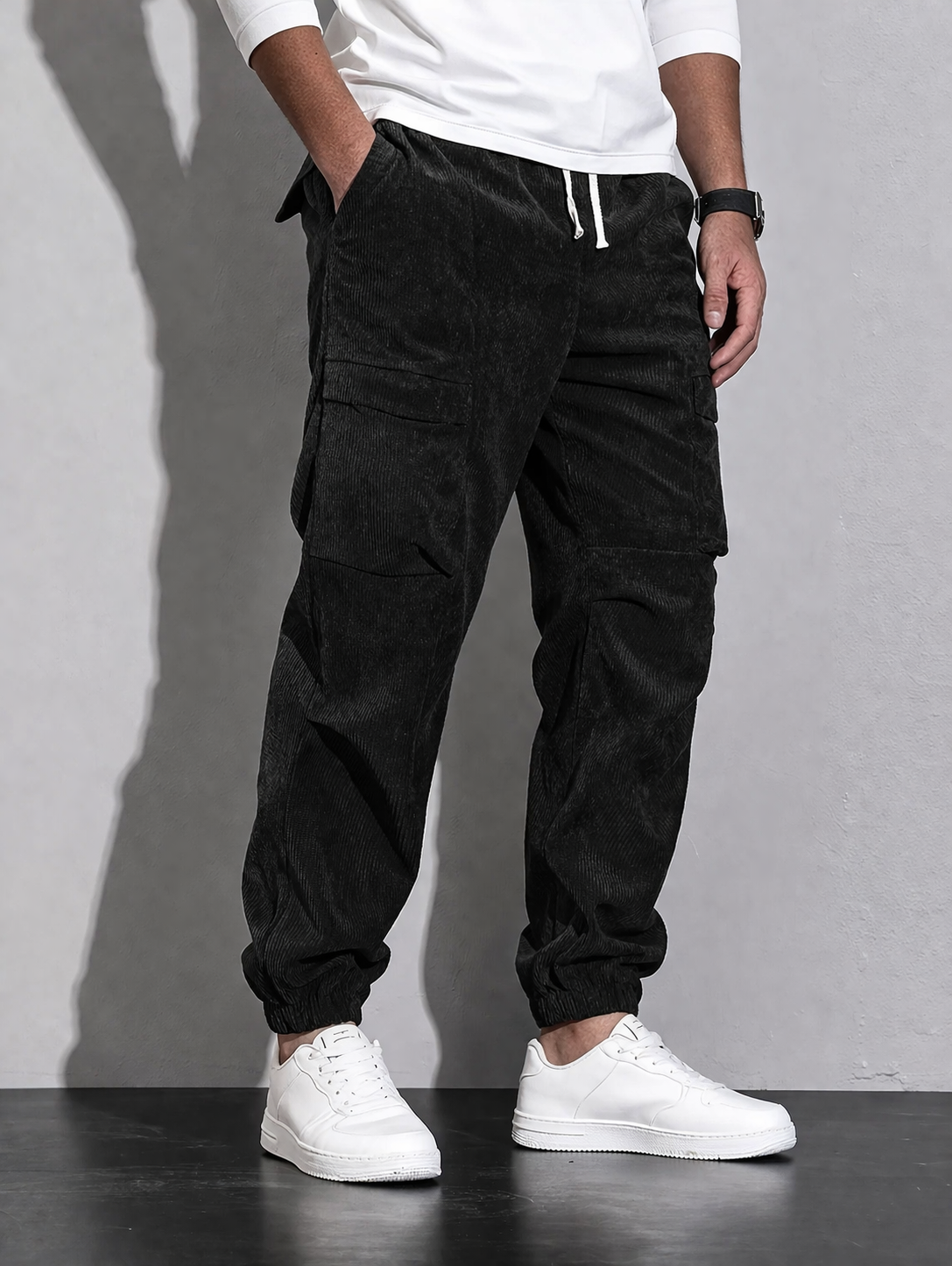 LAURENT MONACO | PANTALONS CARGO EN CORDUROY POUR HOMMES