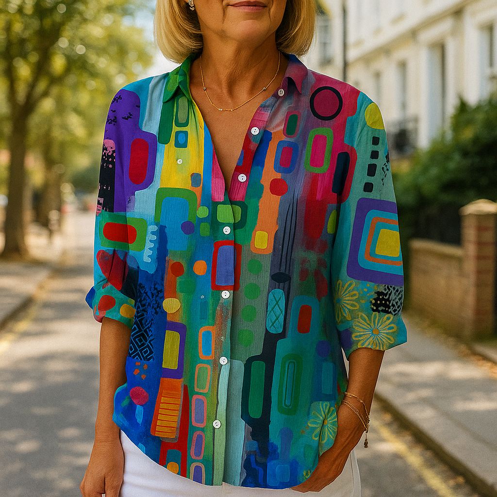 Catalina | Blouse Artistique Colorée à Boutons