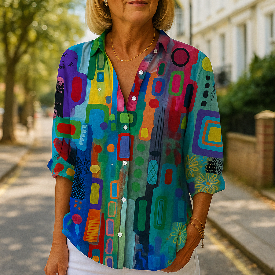 Catalina | Blouse Artistique Colorée à Boutons