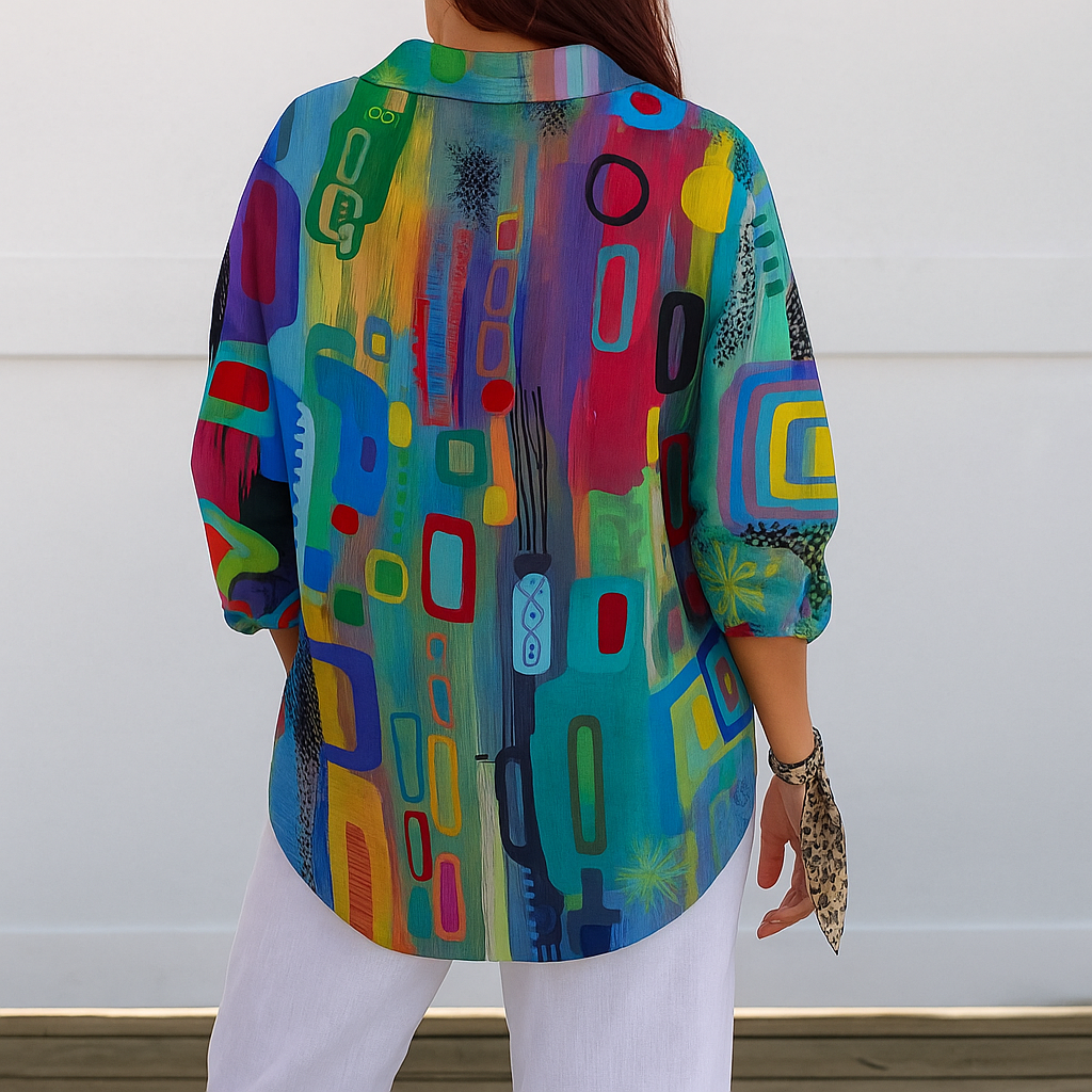 Catalina | Blouse Artistique Colorée à Boutons