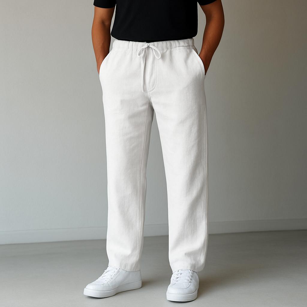 LAURENT MONACO | PANTALON EN LIN À CORDON POUR HOMME