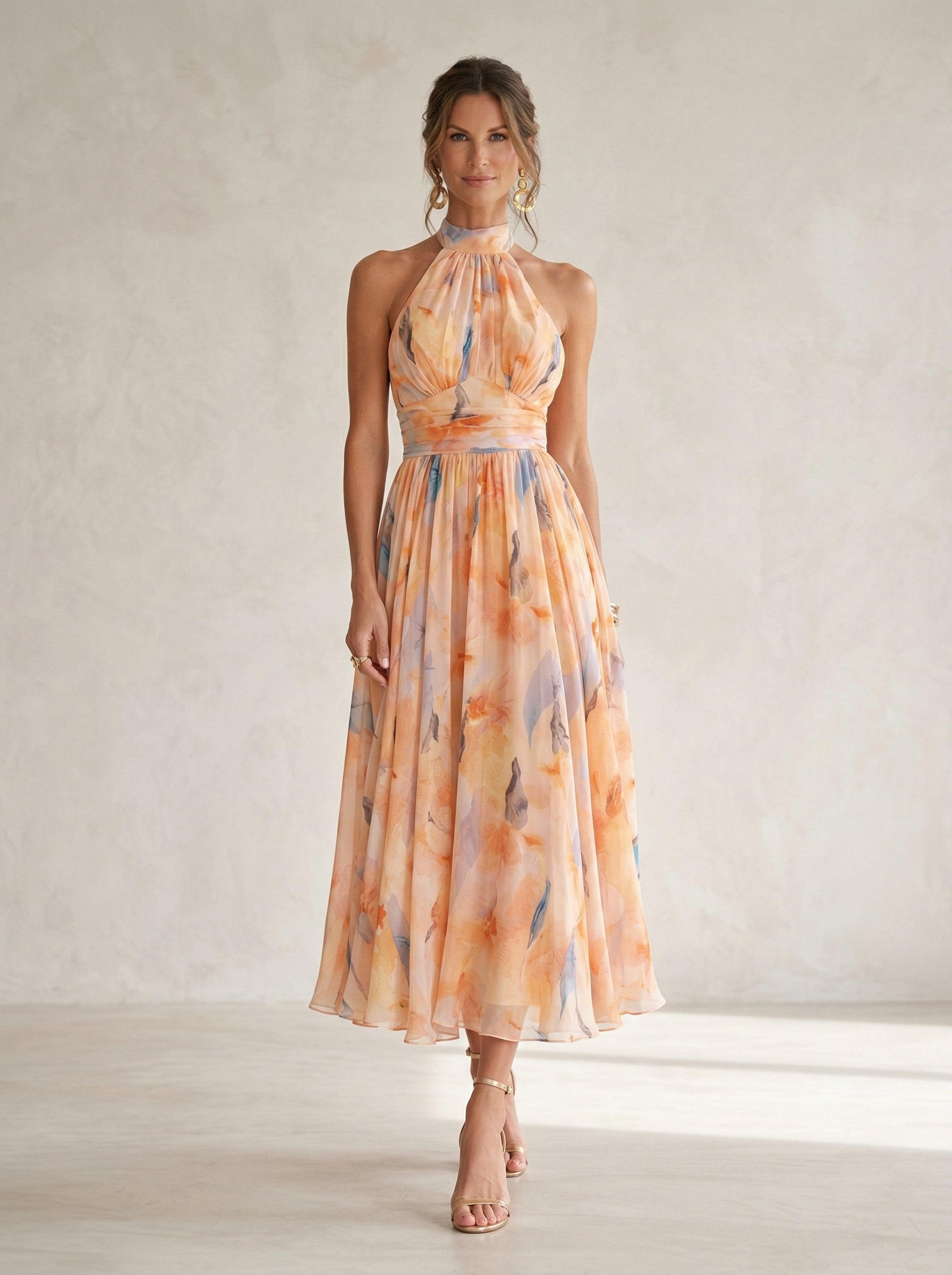 Robe dos nu à motif aquarelle