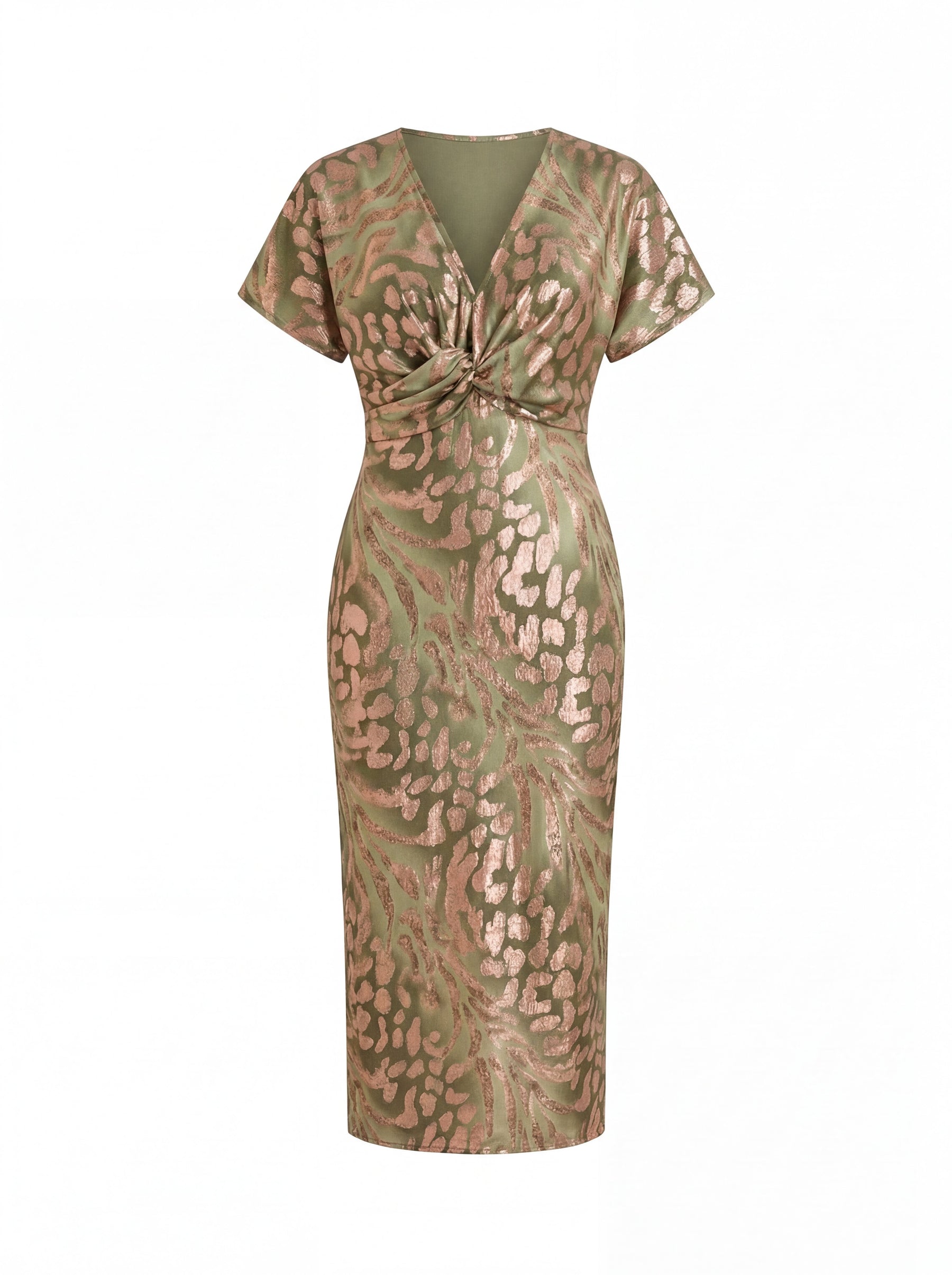 Robe Midi Sculptante avec Nœud Central et Drapé Élégant