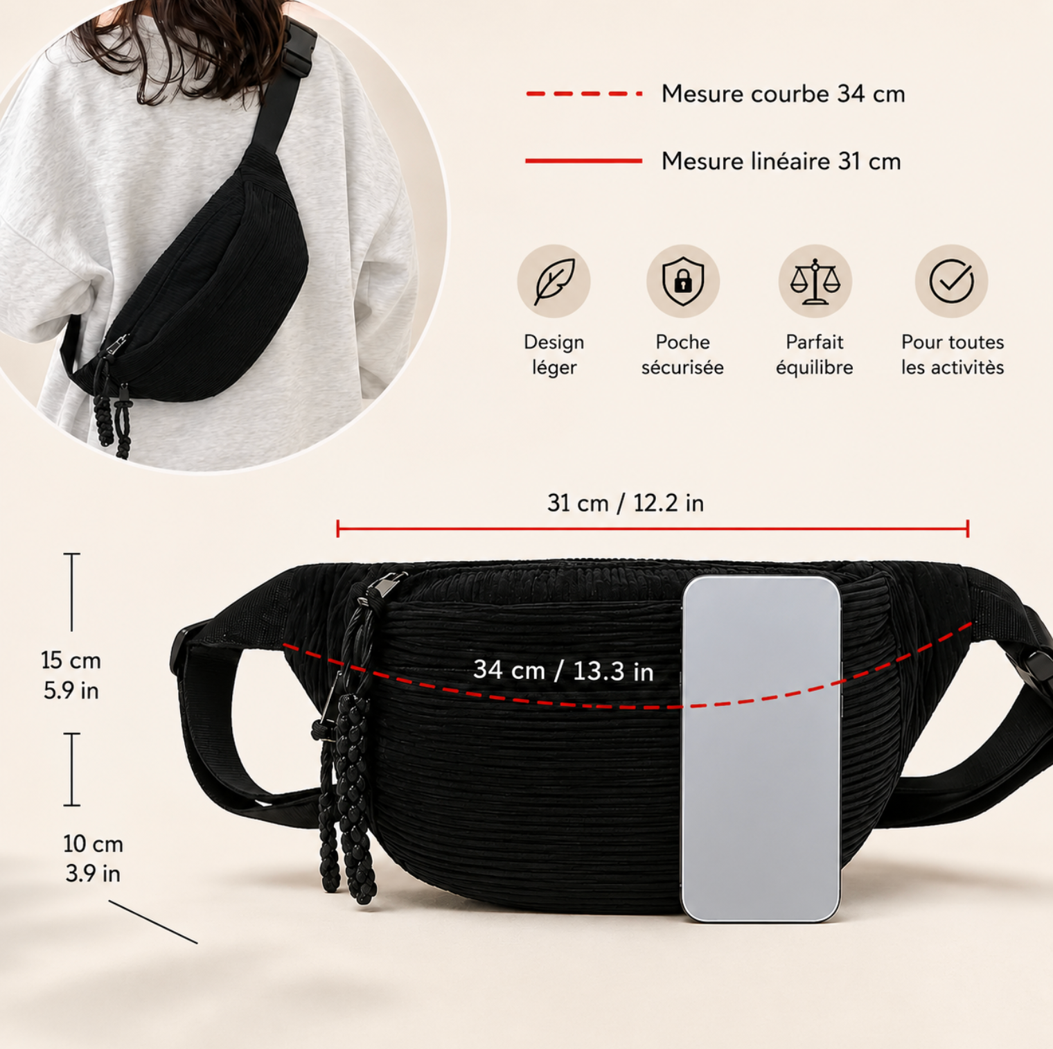 Petra | Sac à Dos en Velours Côtelé Chic