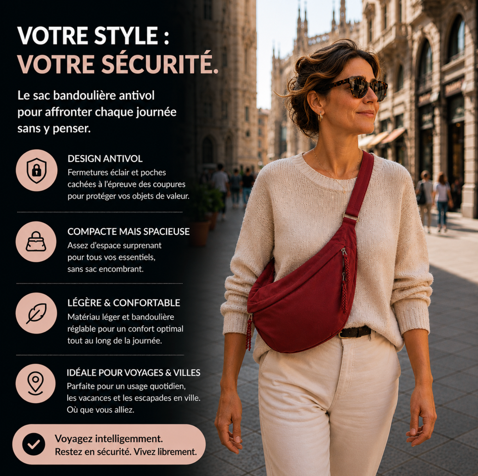 Rosa | Sac Bandoulière Bordeaux