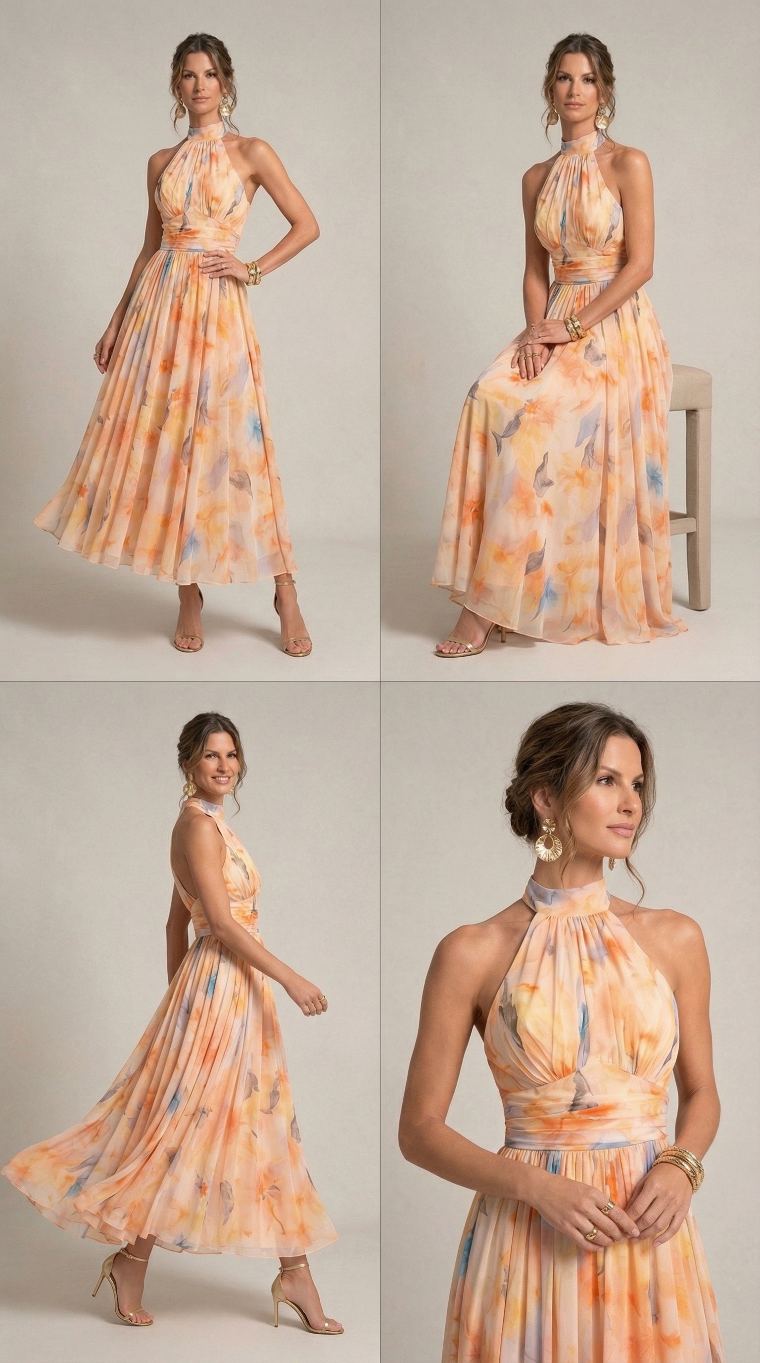 Robe dos nu à motif aquarelle