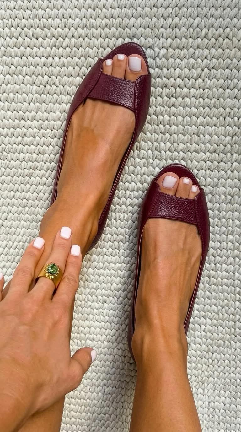 Chic Ballerines Métallisées Peep Toe en Or Champagne
