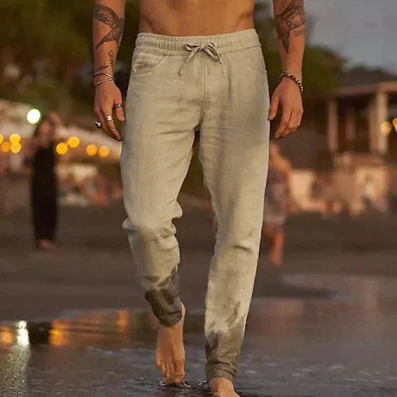 LAURENT MONACO | PANTALON DE PLAGE CLASSIQUE EN LIN POUR HOMMES