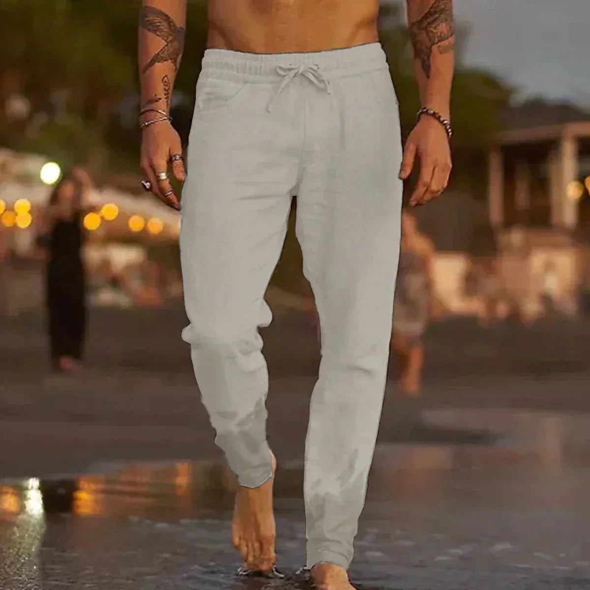 LAURENT MONACO | PANTALONS DE PLAGE EN LIN POUR HOMMES