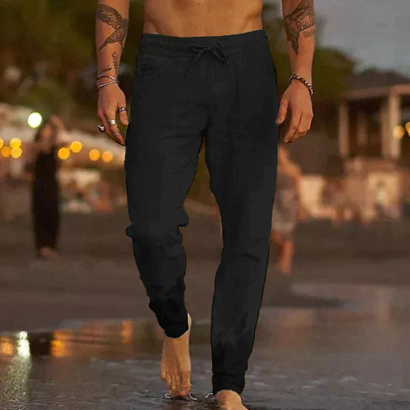 LAURENT MONACO | PANTALON DE PLAGE CLASSIQUE EN LIN POUR HOMMES