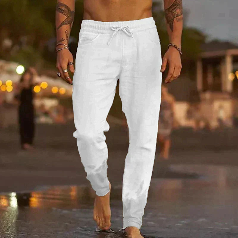 LAURENT MONACO | PANTALON DE PLAGE CLASSIQUE EN LIN POUR HOMMES