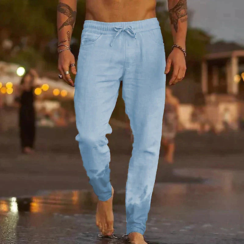 LAURENT MONACO | PANTALON DE PLAGE CLASSIQUE EN LIN POUR HOMMES