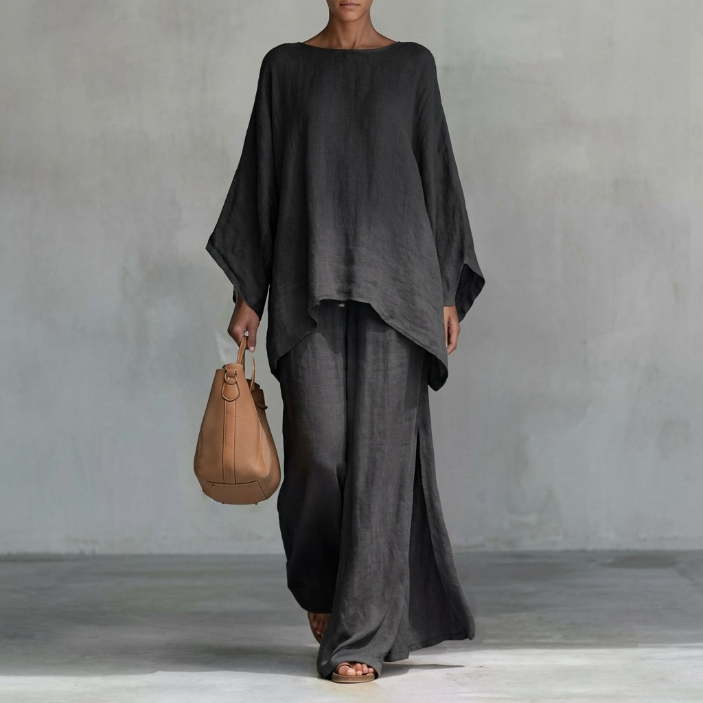 Élise | Ensemble Deux Pièces à Manches Longues et Pantalons Amples