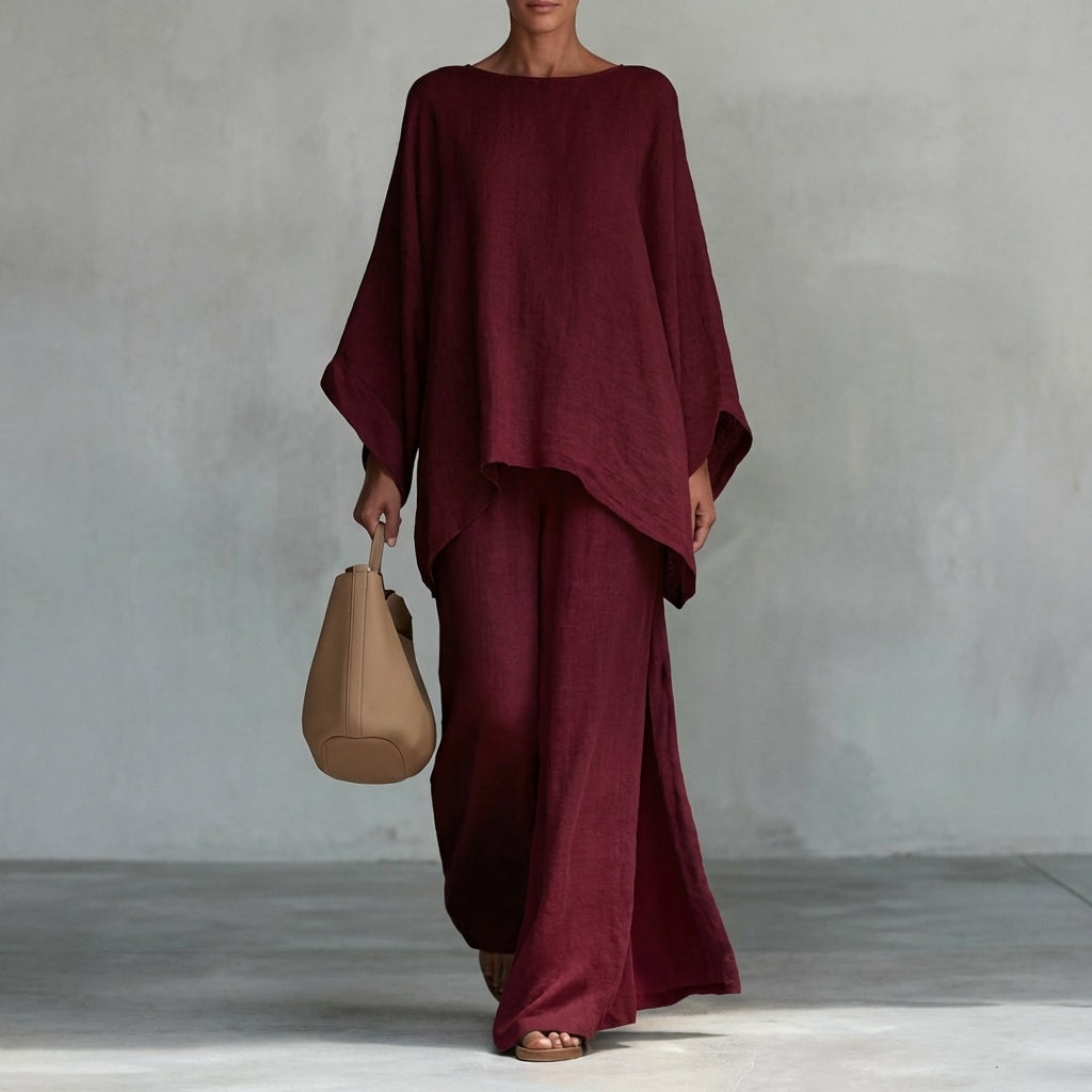 Élise | Ensemble Deux Pièces à Manches Longues et Pantalons Amples