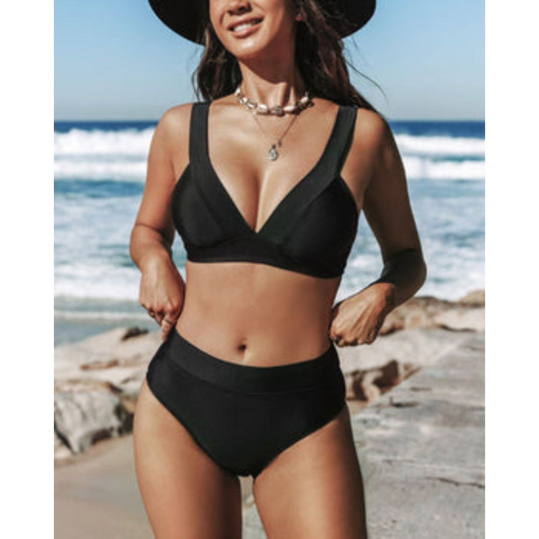 Coral Dream | Hauts de Maillot de Bain Uni Taille Haute