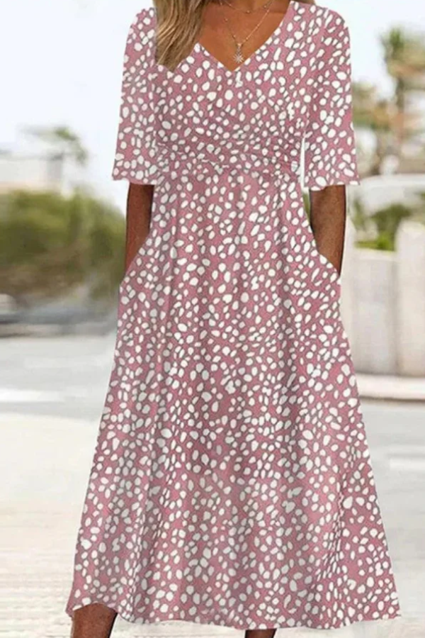 Mélina | Robe Midi à Pois Élégante et Flatteuse