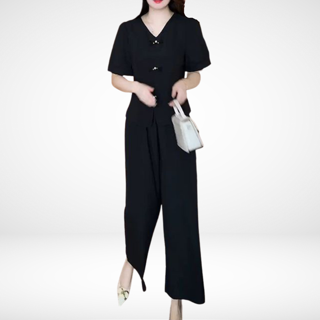 Ensemble Élégant à Manches Courtes Elsie™ - Deux Pièces