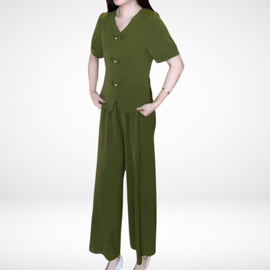 Ensemble Élégant à Manches Courtes Elsie™ - Deux Pièces