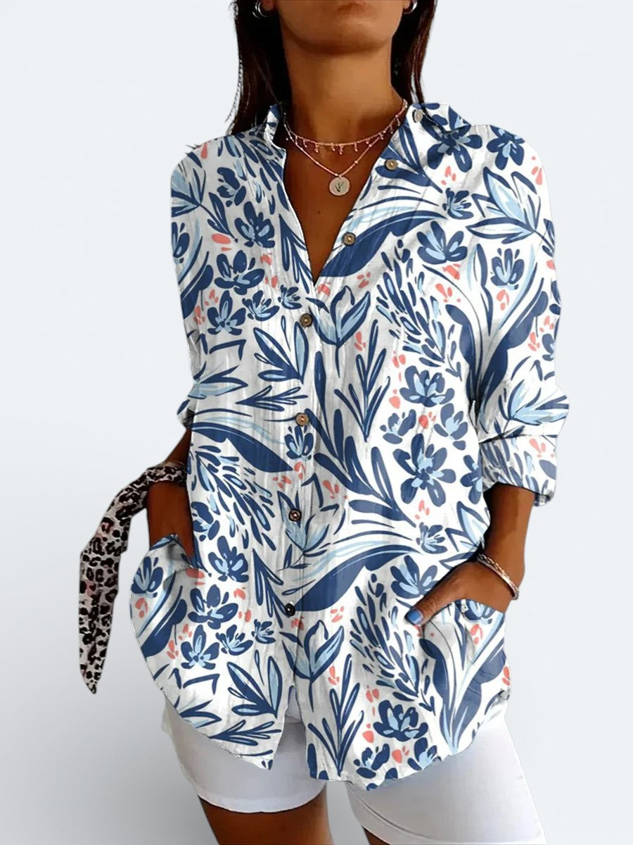 Valeria | Blouse Boutonnée Artistique Vibrante