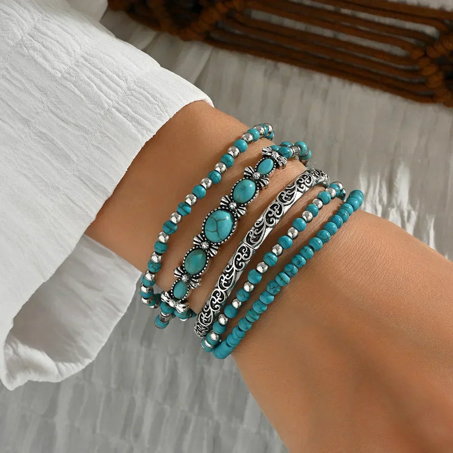 Maelia - Élégant bracelet en turquoise à plusieurs tours