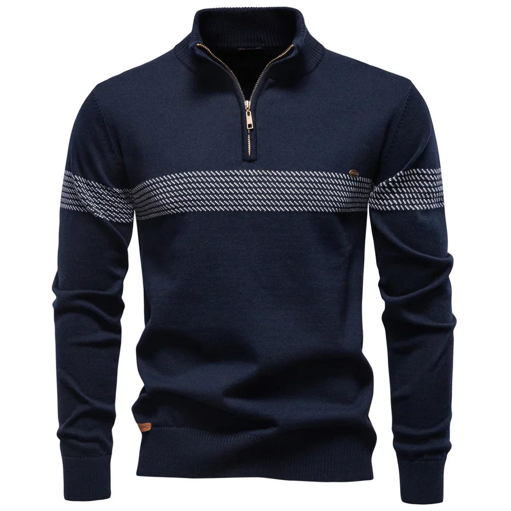 Hervé | Pull classique en maille demi-zip pour homme