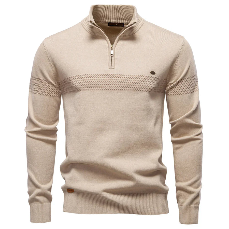 Hervé | Pull classique en maille demi-zip pour homme