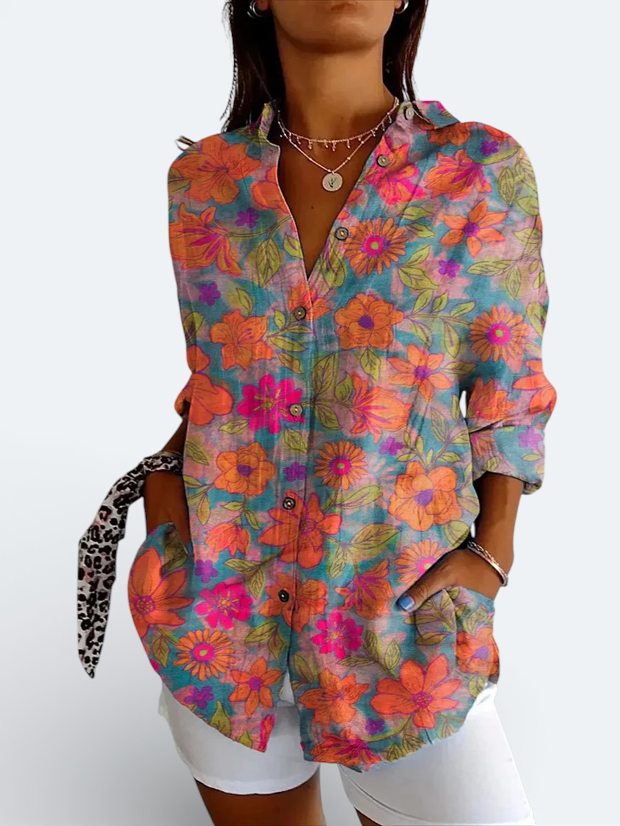 Valeria | Blouse Boutonnée Artistique Vibrante