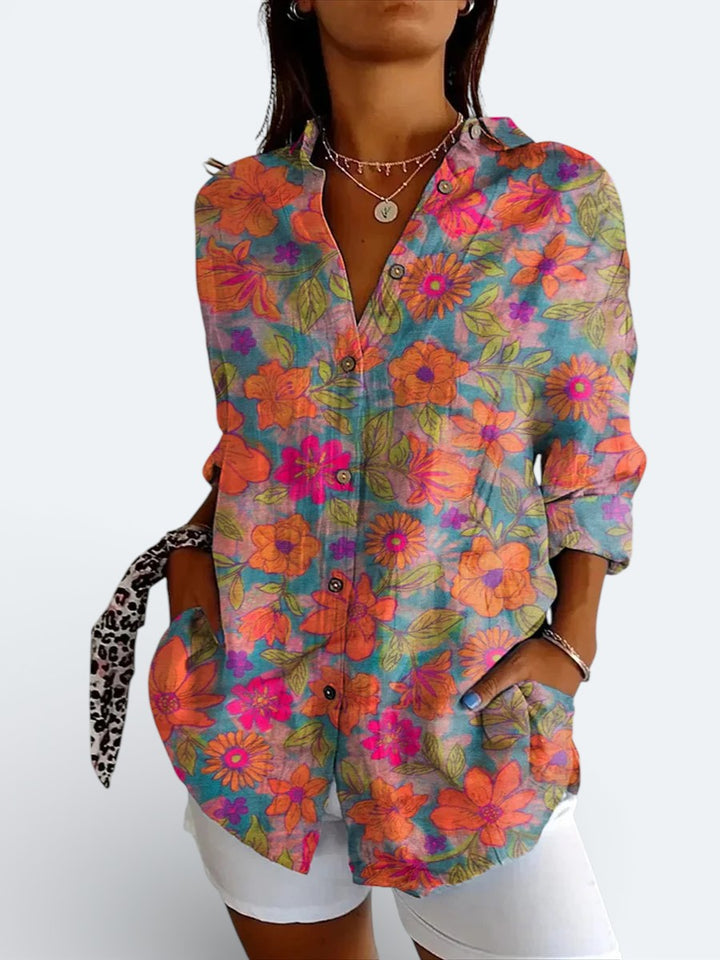 Valeria | Blouse Boutonnée Artistique Vibrante