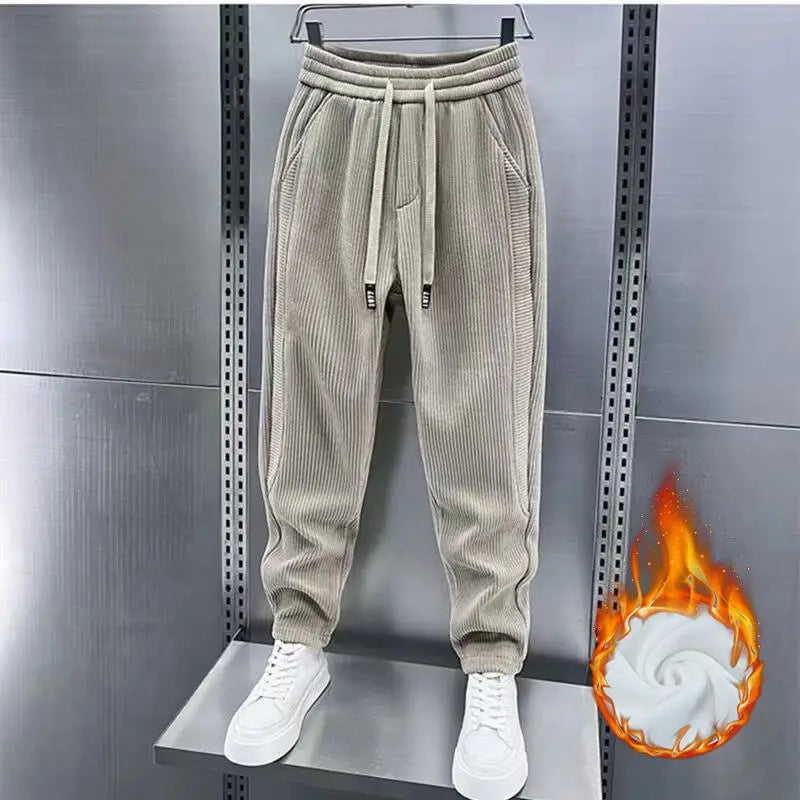 LAURENT MONACO | PANTALON DE JOGGING DÉCONTRACTÉ EN VELOURS CÔTELÉ ET POLAIRE