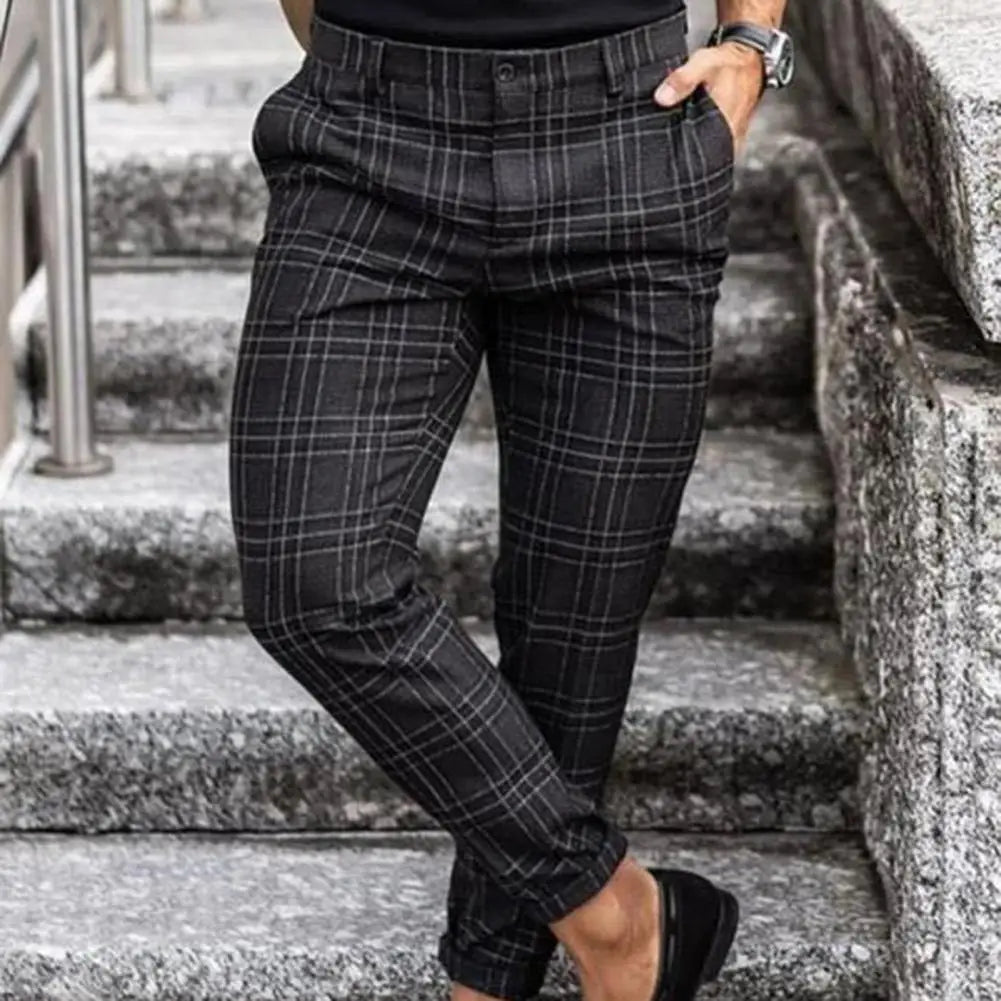 Pantalon Décontracté À Carreaux Pour Homme