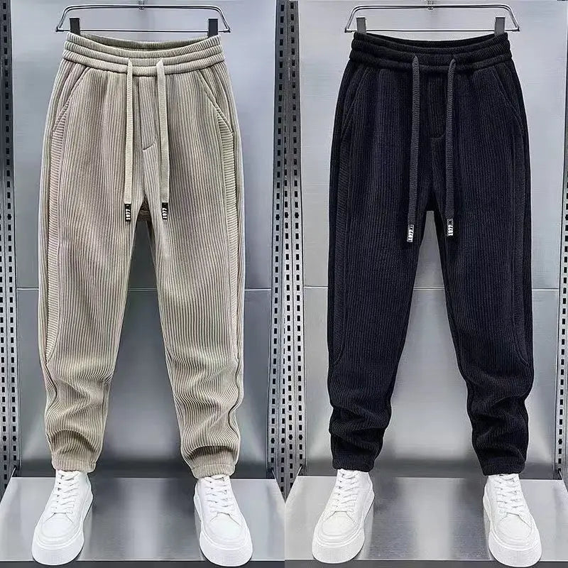 LAURENT MONACO | PANTALON DE JOGGING DÉCONTRACTÉ EN VELOURS CÔTELÉ ET POLAIRE