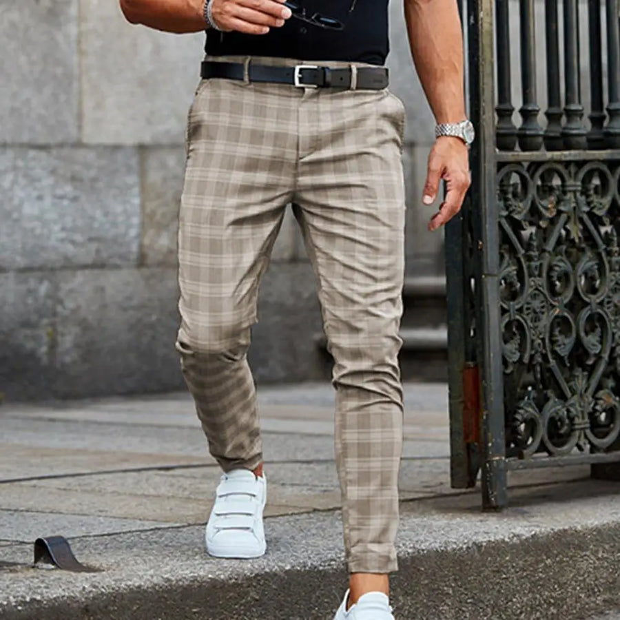 Pantalon Décontracté À Carreaux Pour Homme