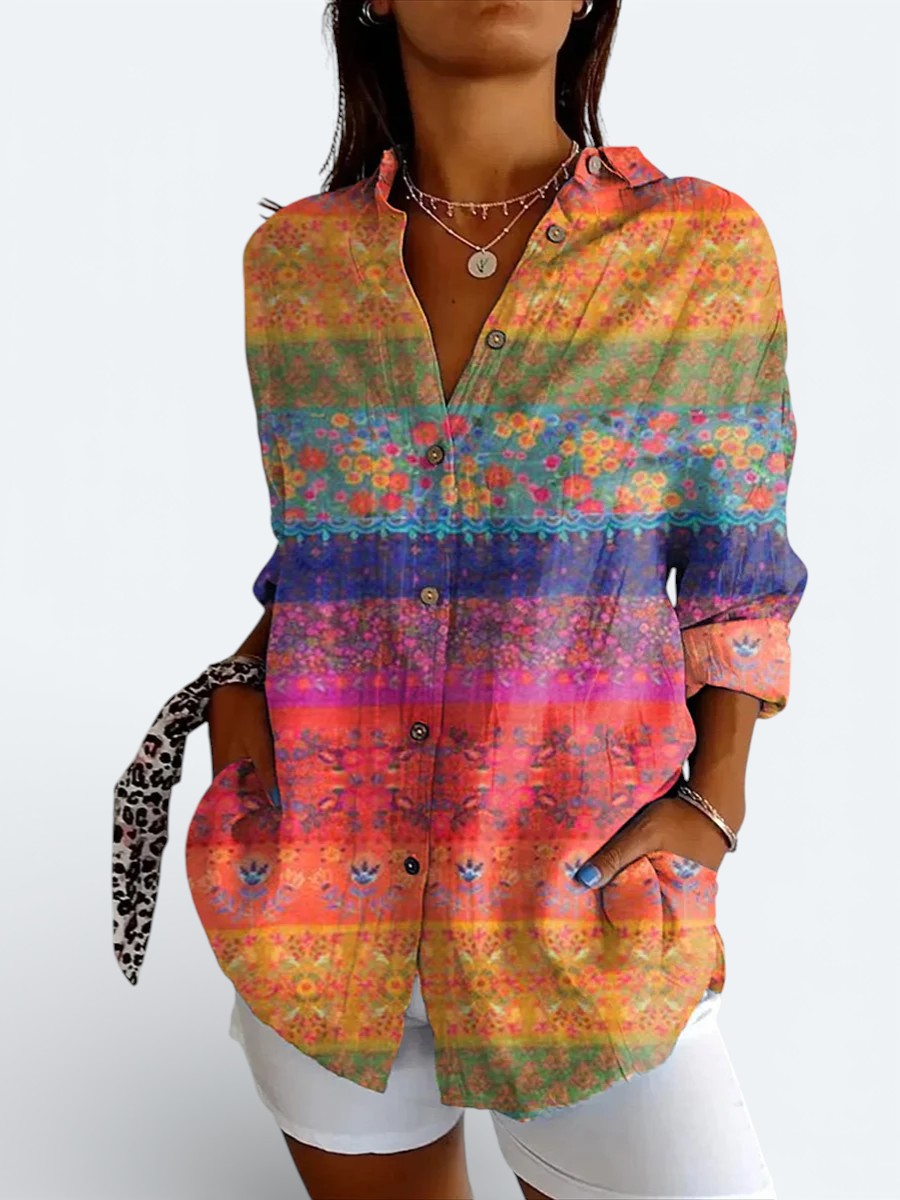 Valeria | Blouse Boutonnée Artistique Vibrante