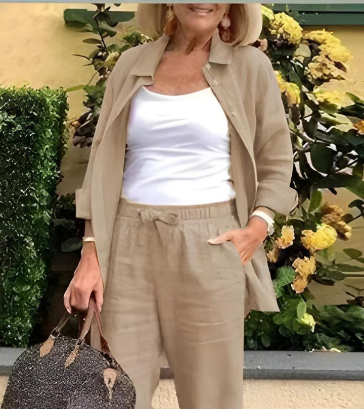Martina - Ensemble Chemise et Pantalons en Lin et Coton