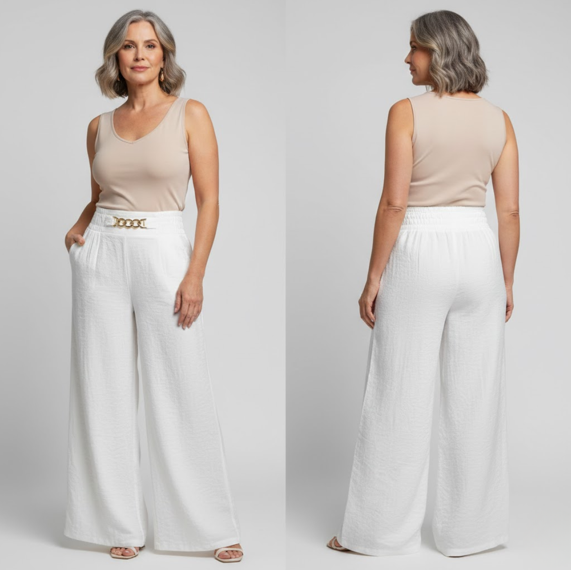 Évelyne™ — Pantalon large taille haute sculptant